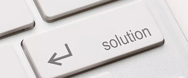 Computer keyboard key labeled solution